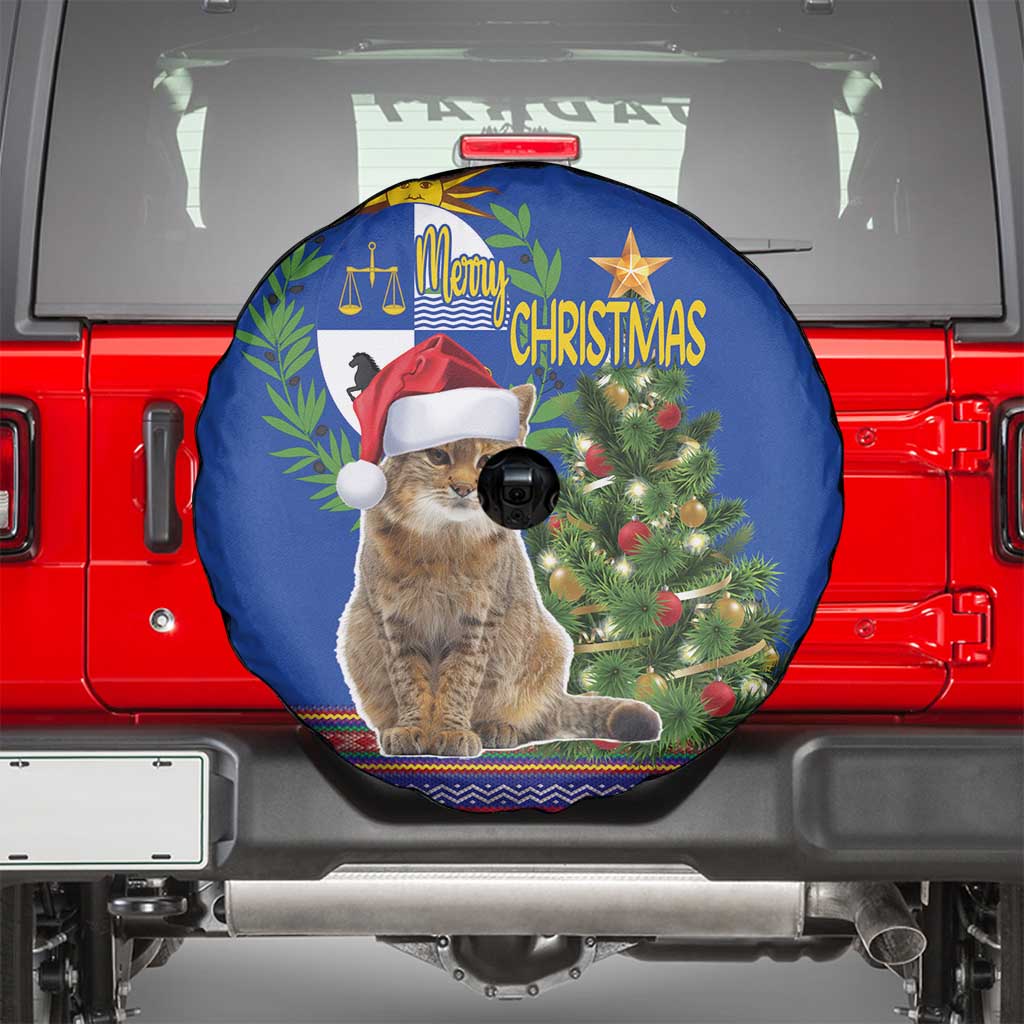 Uruguay Christmas Spare Tire Cover Pampas Cat With Folk Pattern - Wonder Print Shop