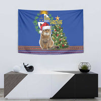 Uruguay Christmas Tapestry Pampas Cat With Folk Pattern - Wonder Print Shop