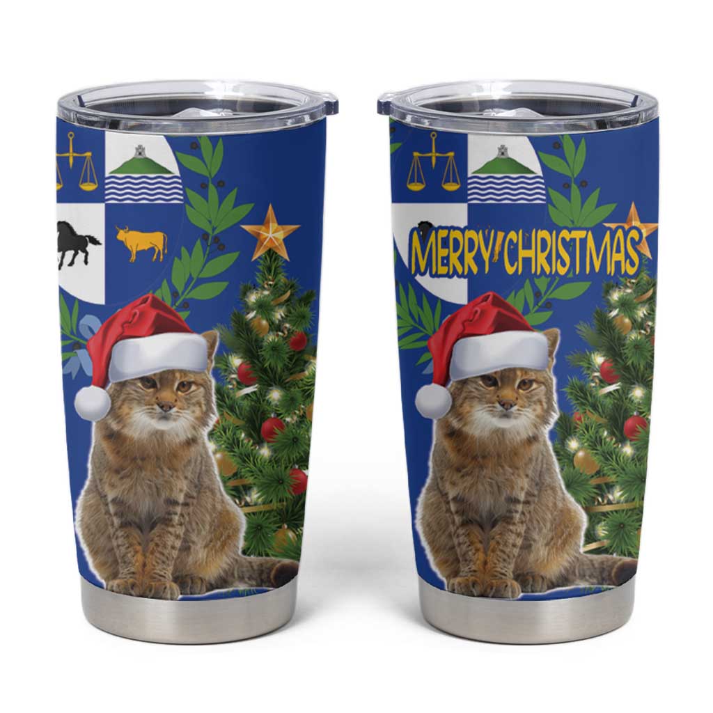 Uruguay Christmas Tumbler Cup Pampas Cat With Folk Pattern - Wonder Print Shop