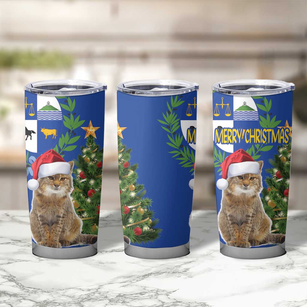 Uruguay Christmas Tumbler Cup Pampas Cat With Folk Pattern - Wonder Print Shop