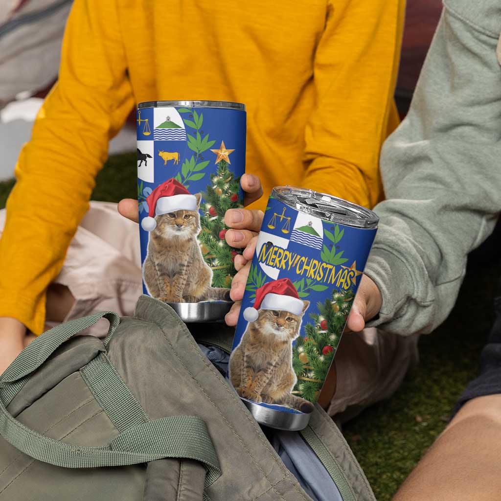 Uruguay Christmas Tumbler Cup Pampas Cat With Folk Pattern - Wonder Print Shop