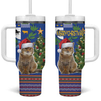 Uruguay Christmas Tumbler With Handle Pampas Cat With Folk Pattern - Wonder Print Shop