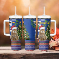 Uruguay Christmas Tumbler With Handle Pampas Cat With Folk Pattern - Wonder Print Shop