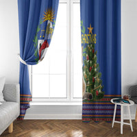 Uruguay Christmas Window Curtain Pampas Cat With Folk Pattern - Wonder Print Shop