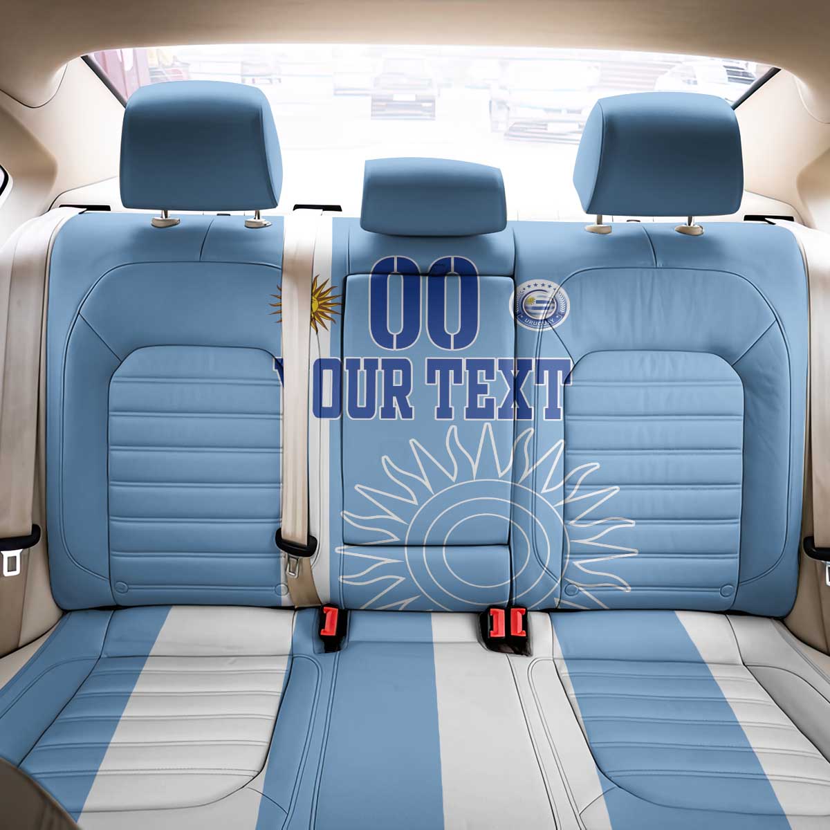 Custom Uruguay Football Back Car Seat Cover Sun of May The Sky Blue - Wonder Print Shop