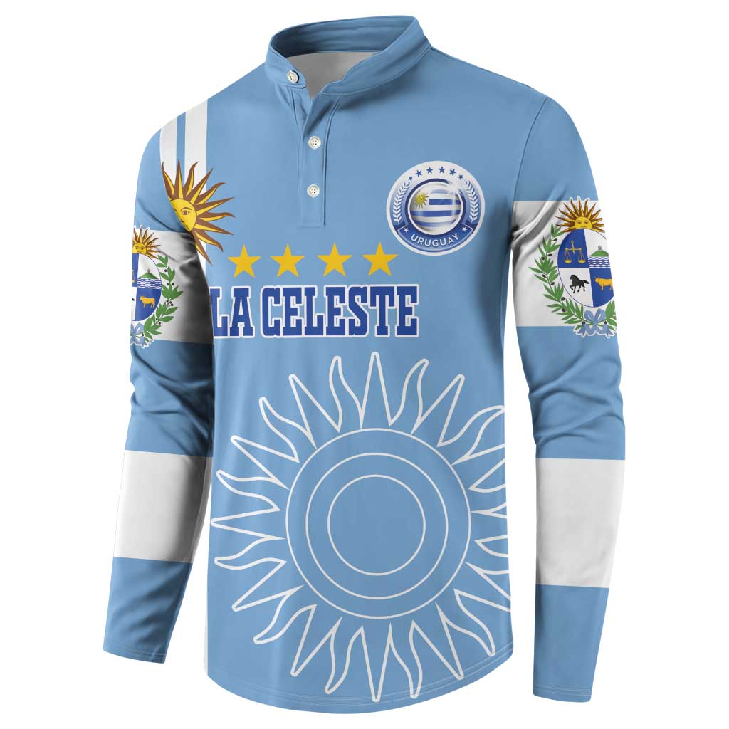 Custom Uruguay Football Button Sweatshirt Sun of May The Sky Blue - Wonder Print Shop