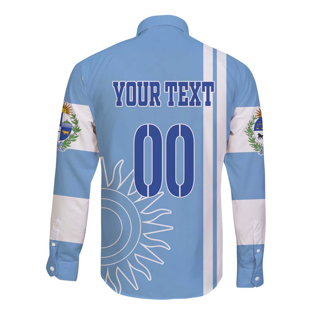 Custom Uruguay Football Long Sleeve Button Shirt Sun of May The Sky Blue - Wonder Print Shop