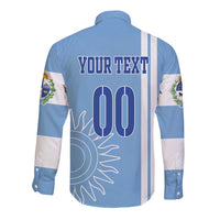 Custom Uruguay Football Long Sleeve Button Shirt Sun of May The Sky Blue - Wonder Print Shop