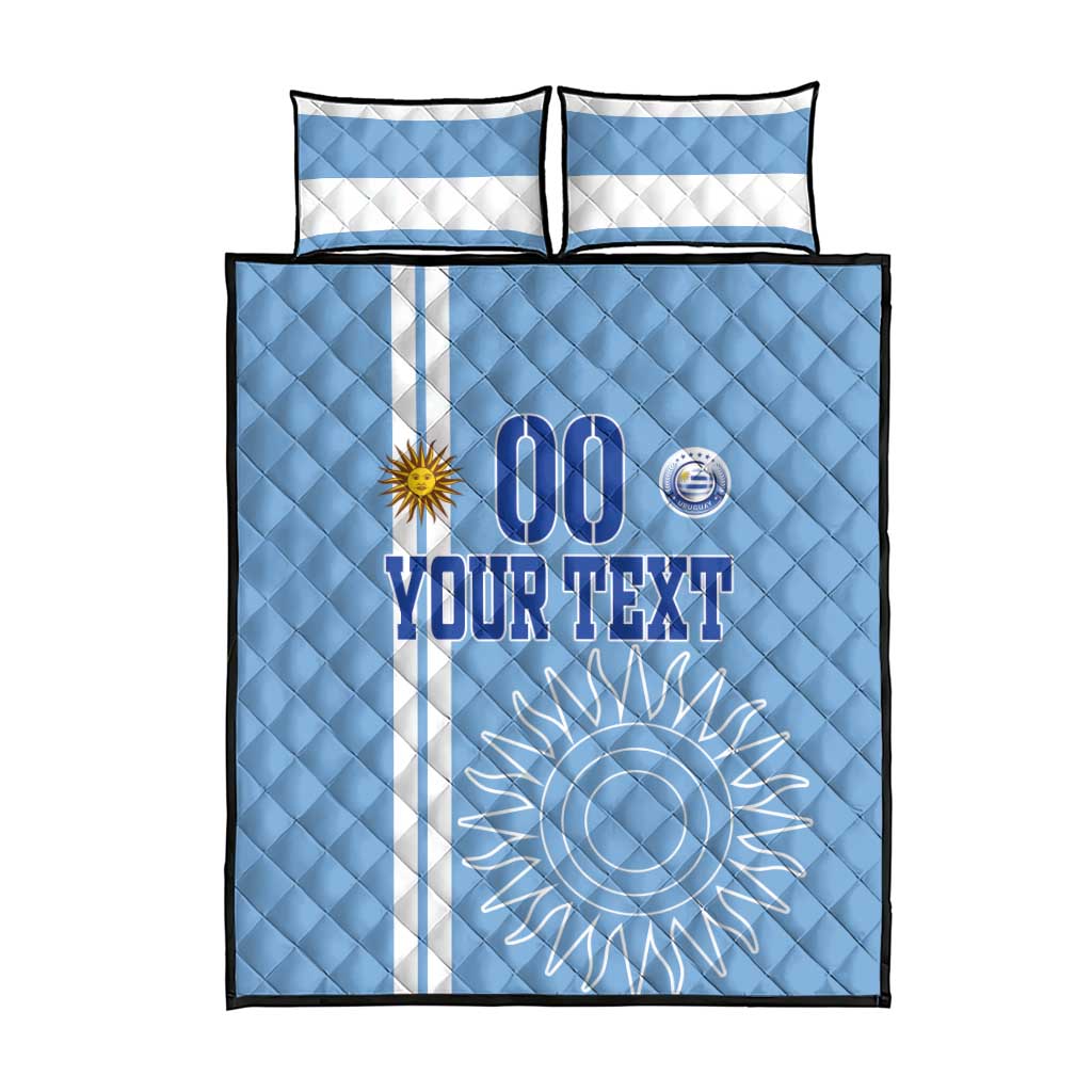 Custom Uruguay Football Quilt Bed Set Sun of May The Sky Blue - Wonder Print Shop