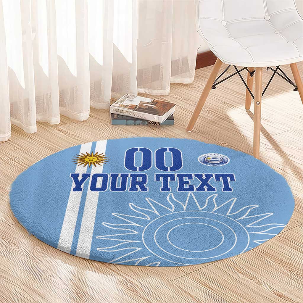 Custom Uruguay Football Round Carpet Sun of May The Sky Blue