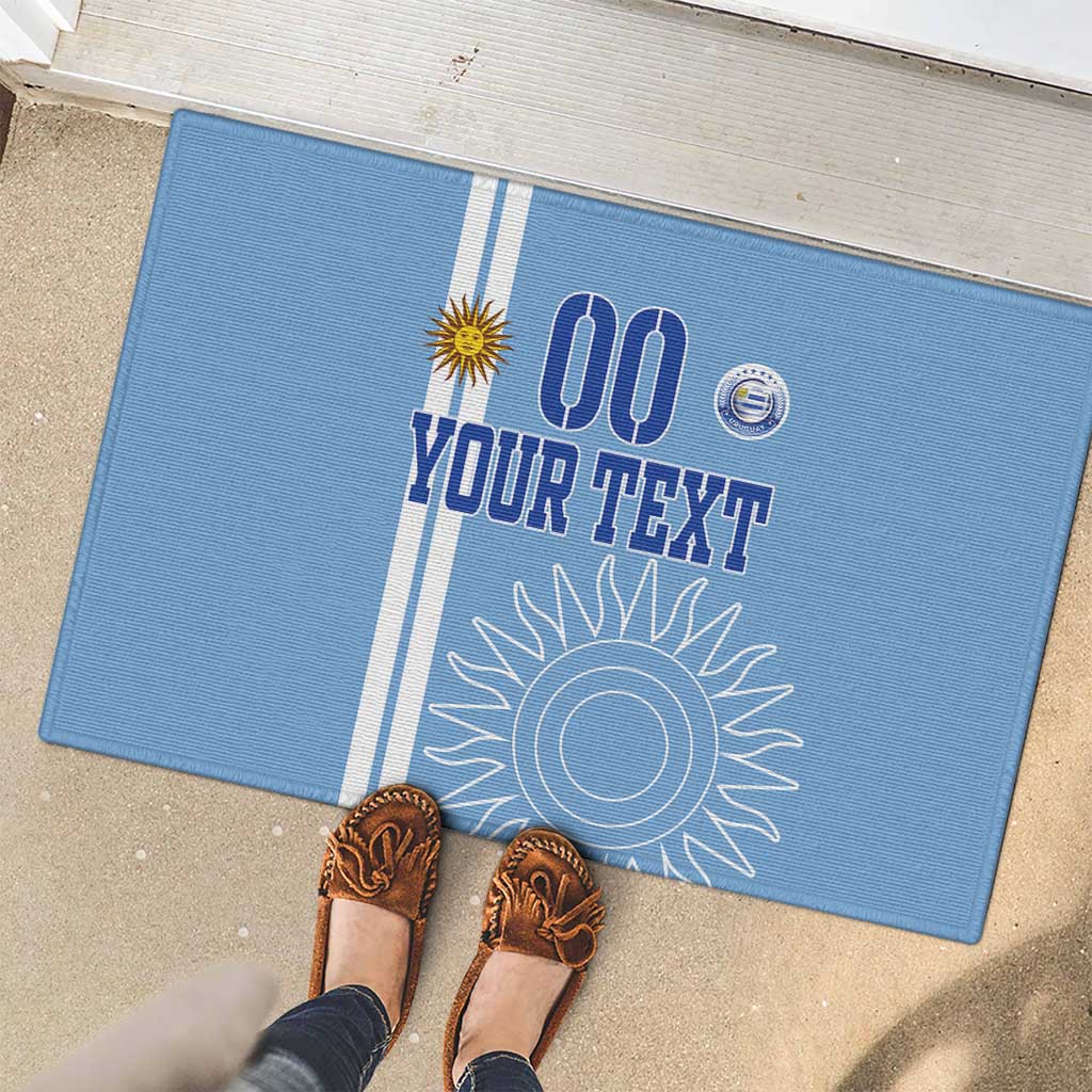 Custom Uruguay Football Rubber Doormat Sun of May The Sky Blue - Wonder Print Shop