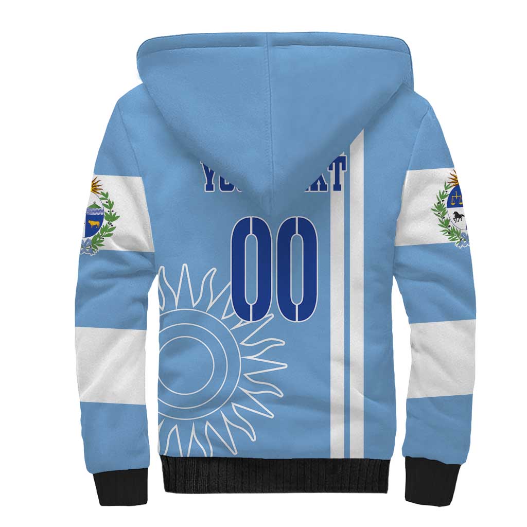 Custom Uruguay Football Sherpa Hoodie Sun of May The Sky Blue - Wonder Print Shop