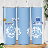 Custom Uruguay Football Skinny Tumbler Sun of May The Sky Blue - Wonder Print Shop