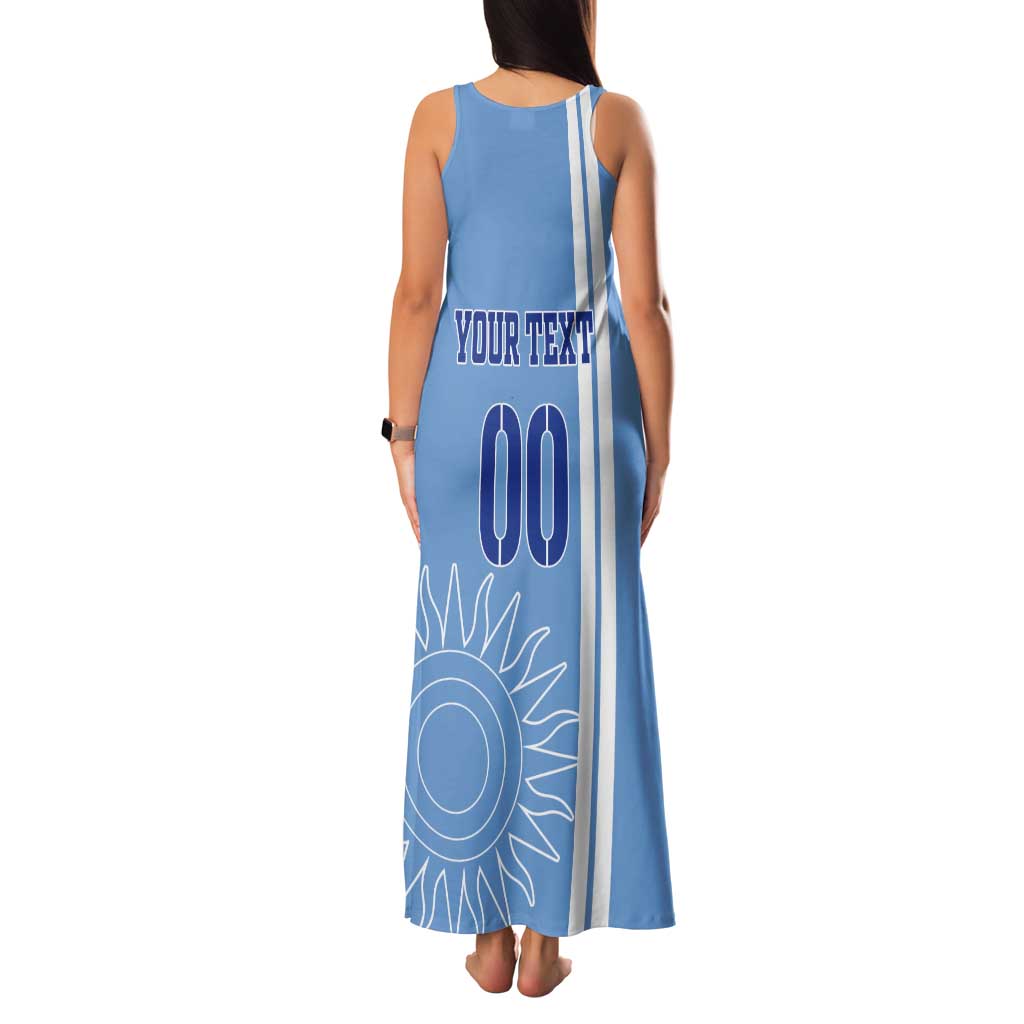 Custom Uruguay Football Tank Maxi Dress Sun of May The Sky Blue - Wonder Print Shop