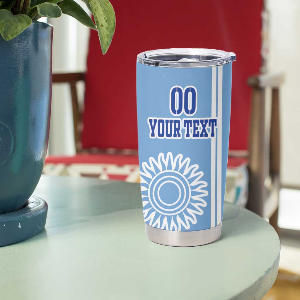 Custom Uruguay Football Tumbler Cup Sun of May The Sky Blue - Wonder Print Shop