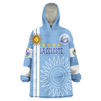 Custom Uruguay Football Wearable Blanket Hoodie Sun of May The Sky Blue - Wonder Print Shop