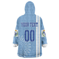 Custom Uruguay Football Wearable Blanket Hoodie Sun of May The Sky Blue - Wonder Print Shop