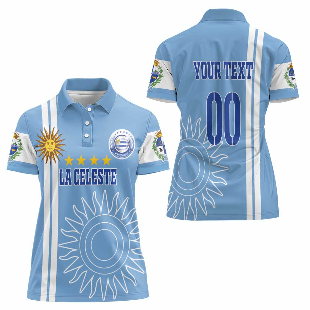 Custom Uruguay Football Women Polo Shirt Sun of May The Sky Blue - Wonder Print Shop