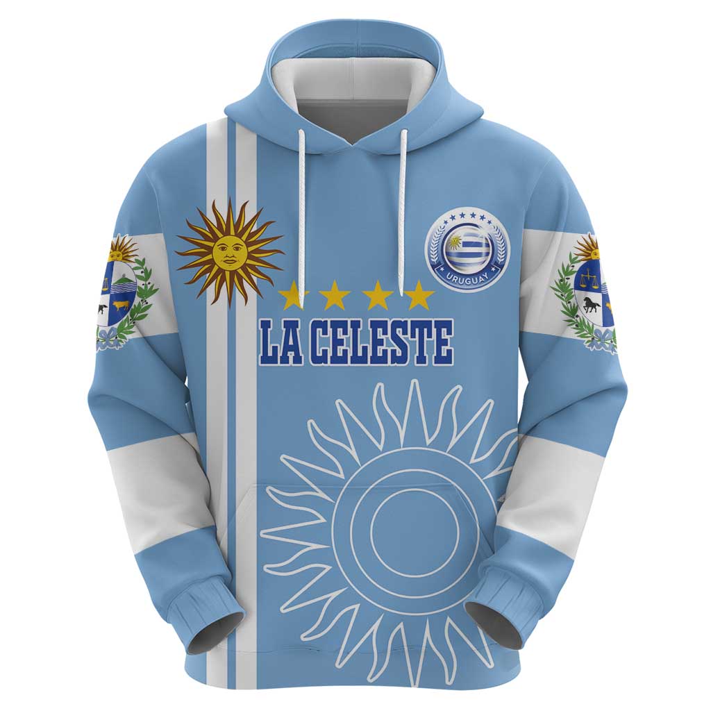 Custom Uruguay Football Zip Hoodie Sun of May The Sky Blue - Wonder Print Shop