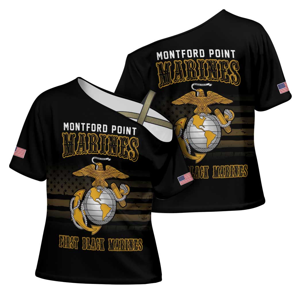 Montford Point Marines Cross Shoulder Shirt First Black Marines USMC Military - Wonder Print Shop