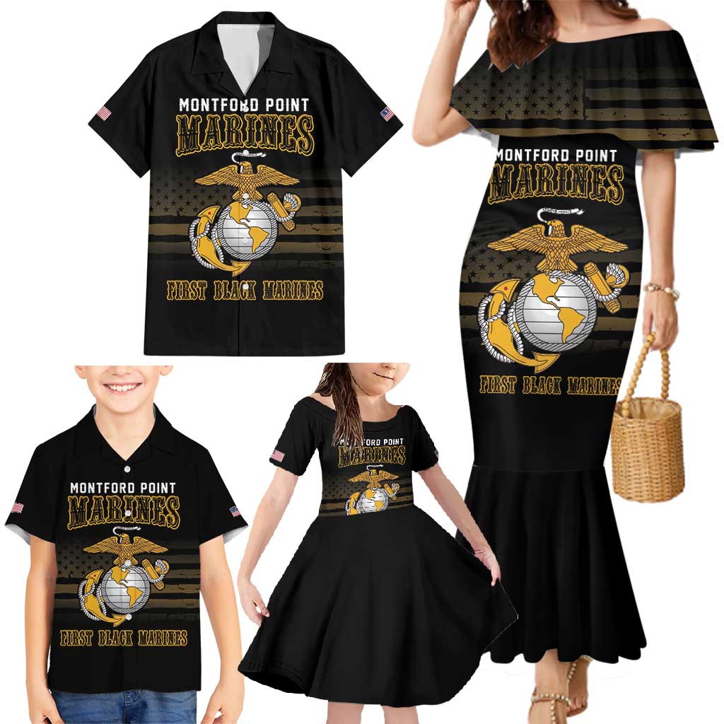 Montford Point Marines Family Matching Mermaid Dress and Hawaiian Shirt First Black Marines USMC Military - Wonder Print Shop
