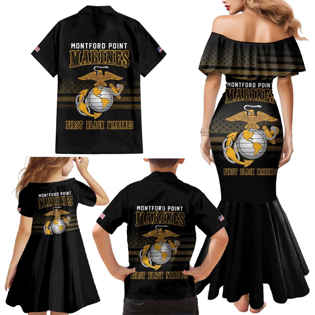 Montford Point Marines Family Matching Mermaid Dress and Hawaiian Shirt First Black Marines USMC Military - Wonder Print Shop