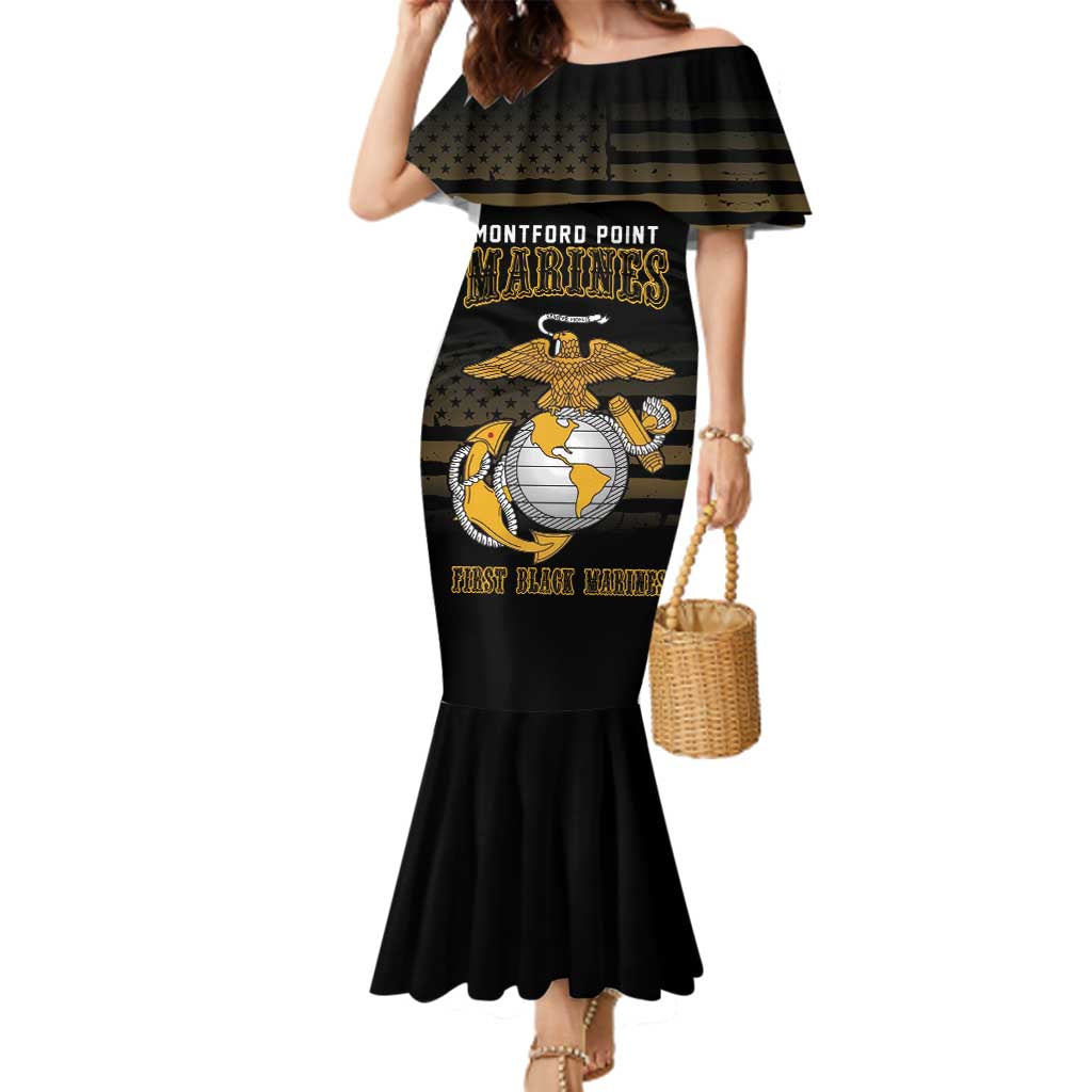 Montford Point Marines Family Matching Mermaid Dress and Hawaiian Shirt First Black Marines USMC Military - Wonder Print Shop