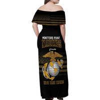 Montford Point Marines Family Matching Off Shoulder Maxi Dress and Hawaiian Shirt First Black Marines USMC Military - Wonder Print Shop