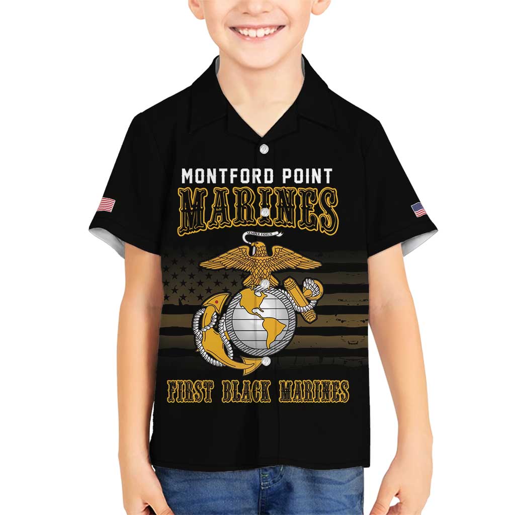 Montford Point Marines Family Matching Off Shoulder Maxi Dress and Hawaiian Shirt First Black Marines USMC Military - Wonder Print Shop