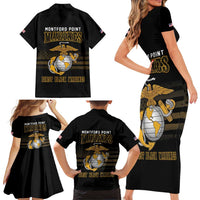 Montford Point Marines Family Matching Short Sleeve Bodycon Dress and Hawaiian Shirt First Black Marines USMC Military - Wonder Print Shop