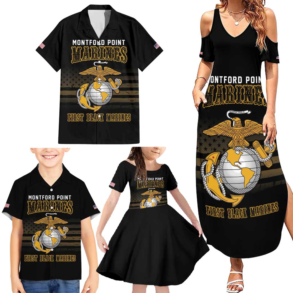 Montford Point Marines Family Matching Summer Maxi Dress and Hawaiian Shirt First Black Marines USMC Military - Wonder Print Shop