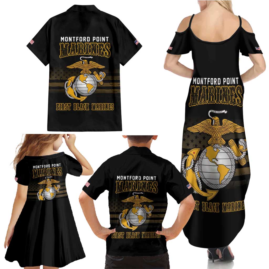 Montford Point Marines Family Matching Summer Maxi Dress and Hawaiian Shirt First Black Marines USMC Military - Wonder Print Shop
