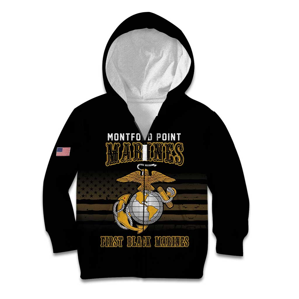 Montford Point Marines Kid Hoodie First Black Marines USMC Military - Wonder Print Shop