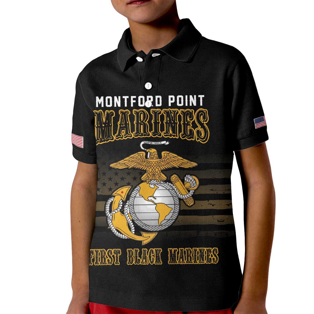 Montford Point Marines Kid Polo Shirt First Black Marines USMC Military - Wonder Print Shop