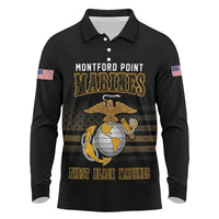 Montford Point Marines Long Sleeve Polo Shirt First Black Marines USMC Military - Wonder Print Shop