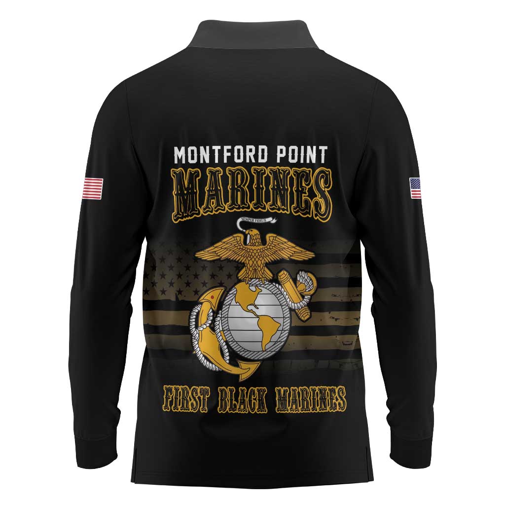 Montford Point Marines Long Sleeve Polo Shirt First Black Marines USMC Military - Wonder Print Shop