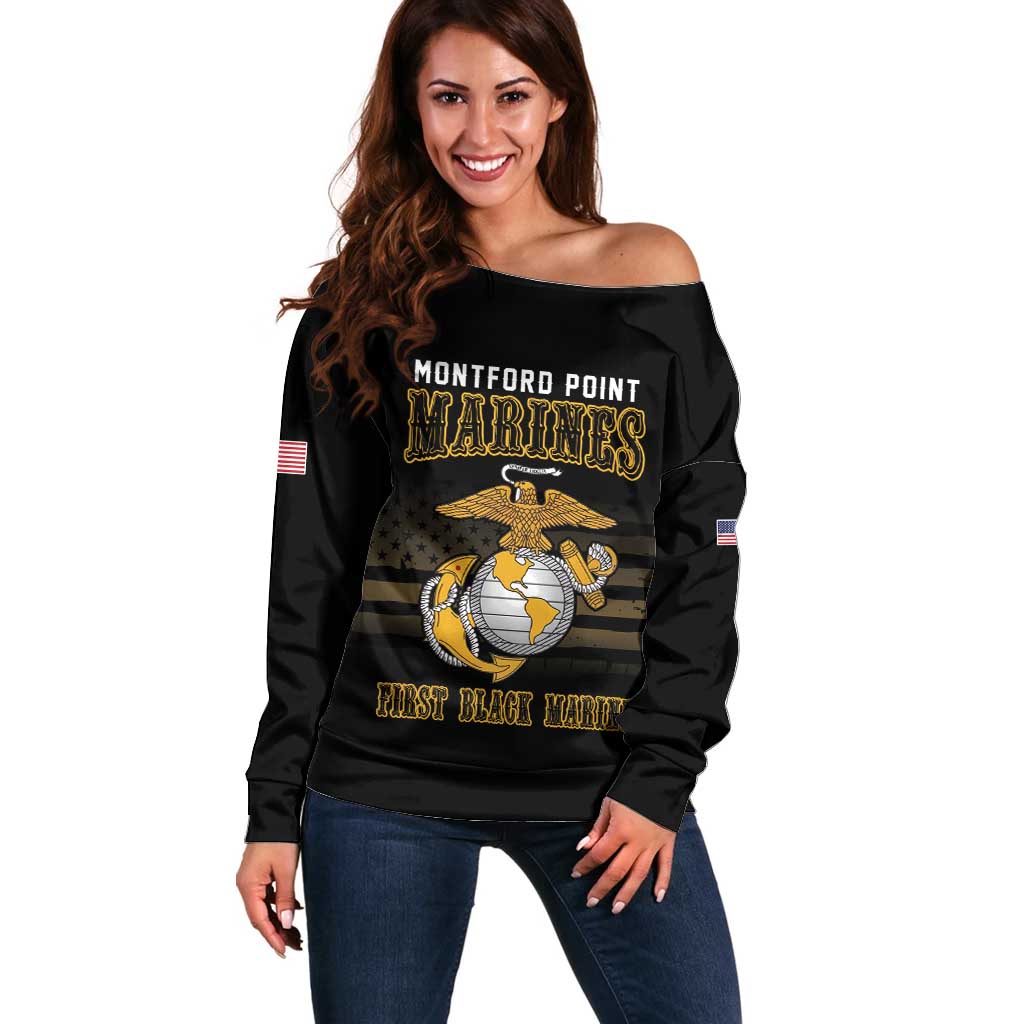 Montford Point Marines Off Shoulder Sweater First Black Marines USMC Military - Wonder Print Shop