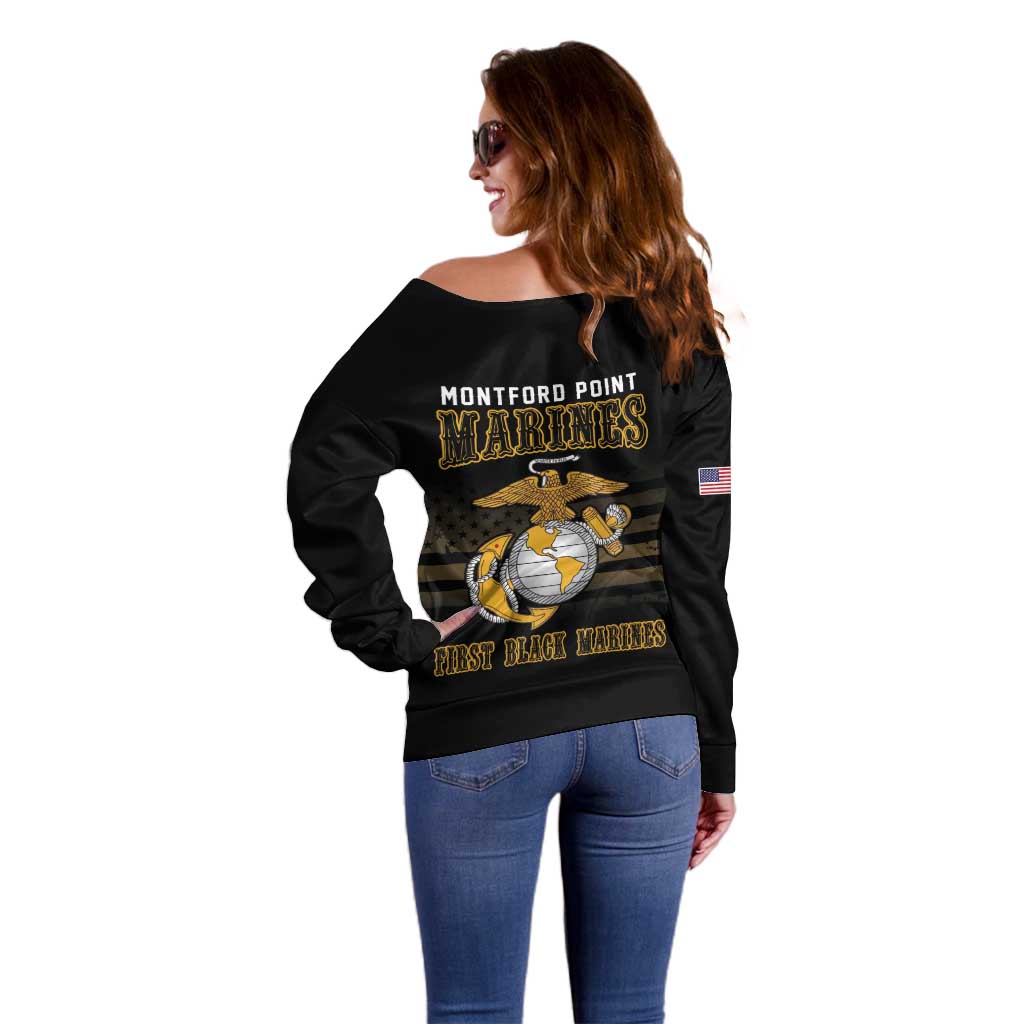 Montford Point Marines Off Shoulder Sweater First Black Marines USMC Military - Wonder Print Shop