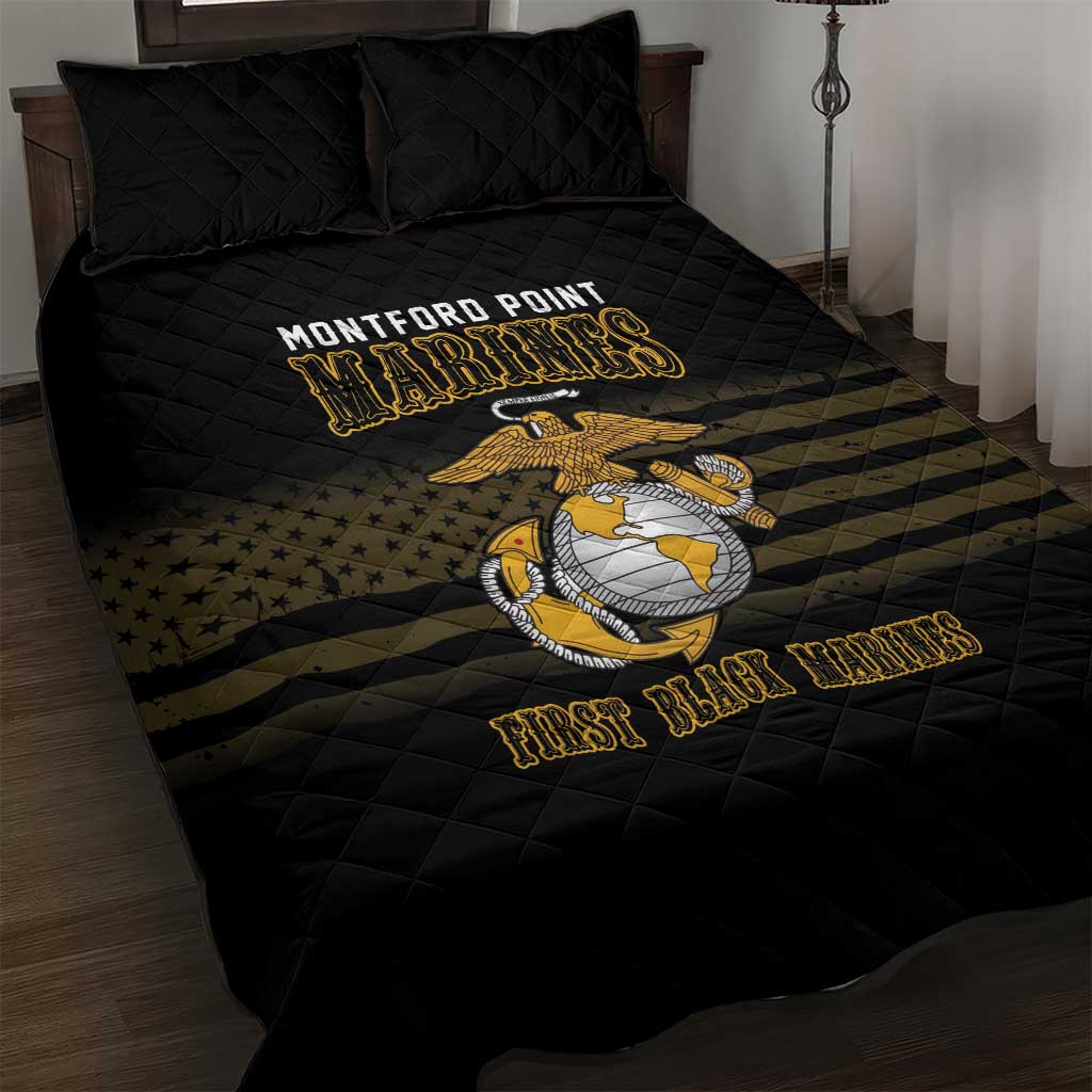 Montford Point Marines Quilt Bed Set First Black Marines USMC Military - Wonder Print Shop