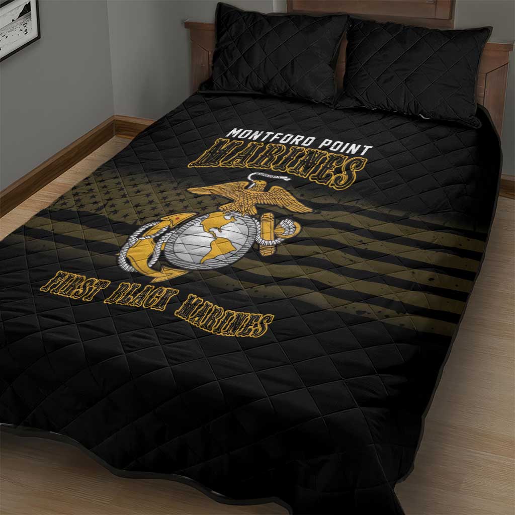 Montford Point Marines Quilt Bed Set First Black Marines USMC Military - Wonder Print Shop