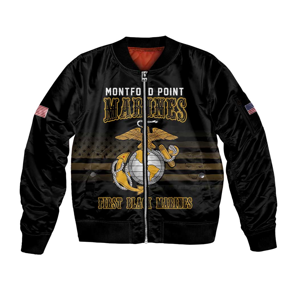 Montford Point Marines Sleeve Zip Bomber Jacket First Black Marines USMC Military - Wonder Print Shop