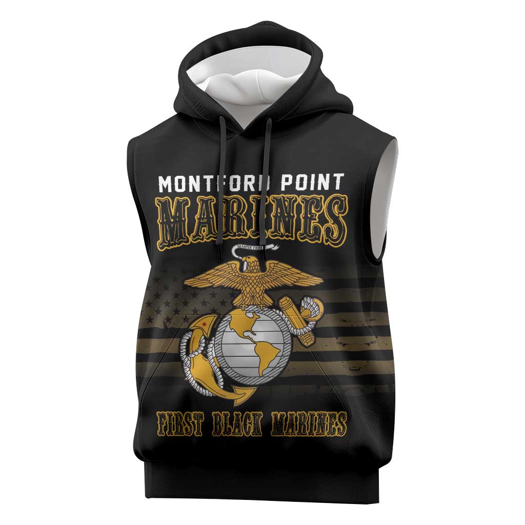 Montford Point Marines Sleeveless Hoodie First Black Marines USMC Military - Wonder Print Shop