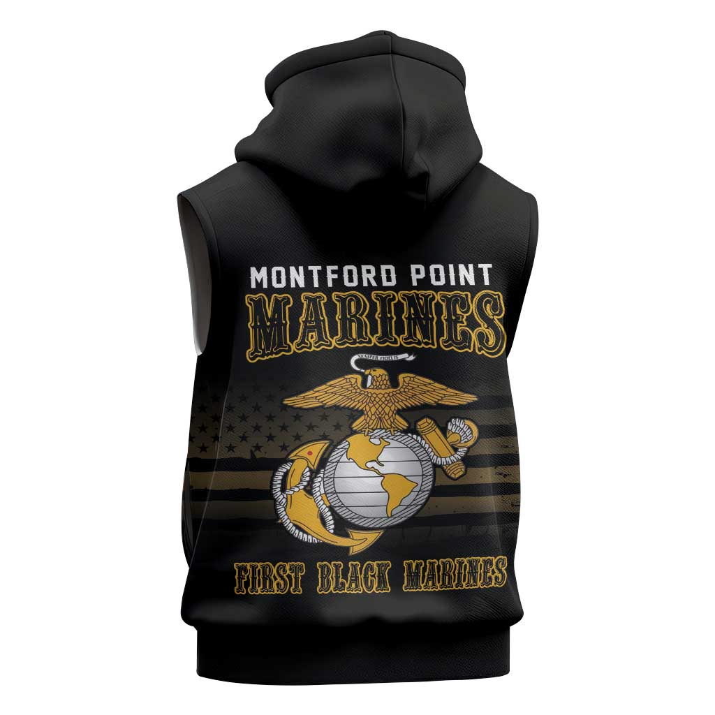 Montford Point Marines Sleeveless Hoodie First Black Marines USMC Military - Wonder Print Shop