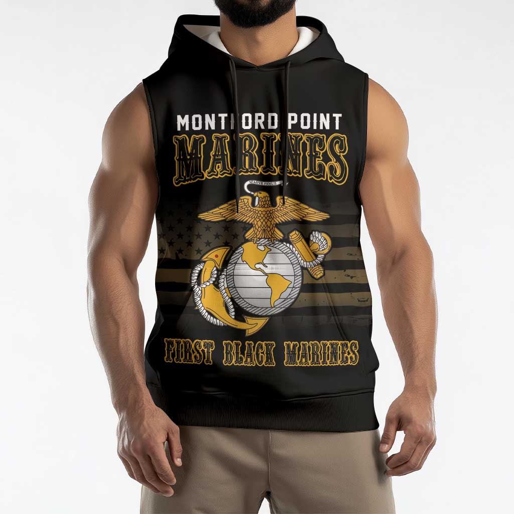 Montford Point Marines Sleeveless Hoodie First Black Marines USMC Military - Wonder Print Shop