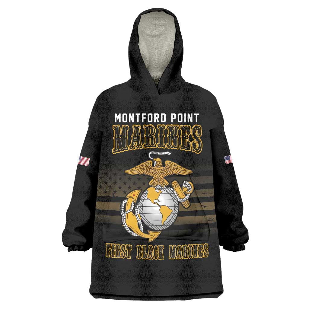 Montford Point Marines Wearable Blanket Hoodie First Black Marines USMC Military - Wonder Print Shop