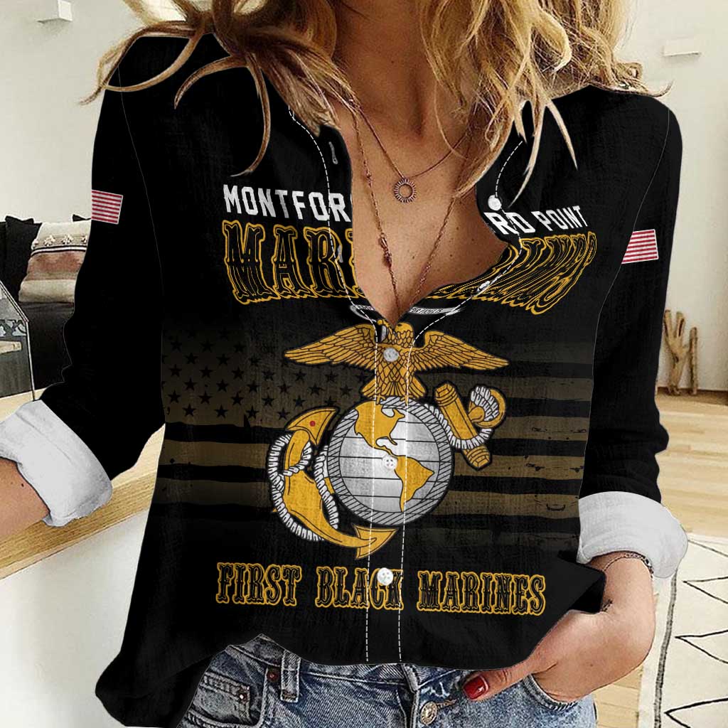Montford Point Marines Women Casual Shirt First Black Marines USMC Military - Wonder Print Shop