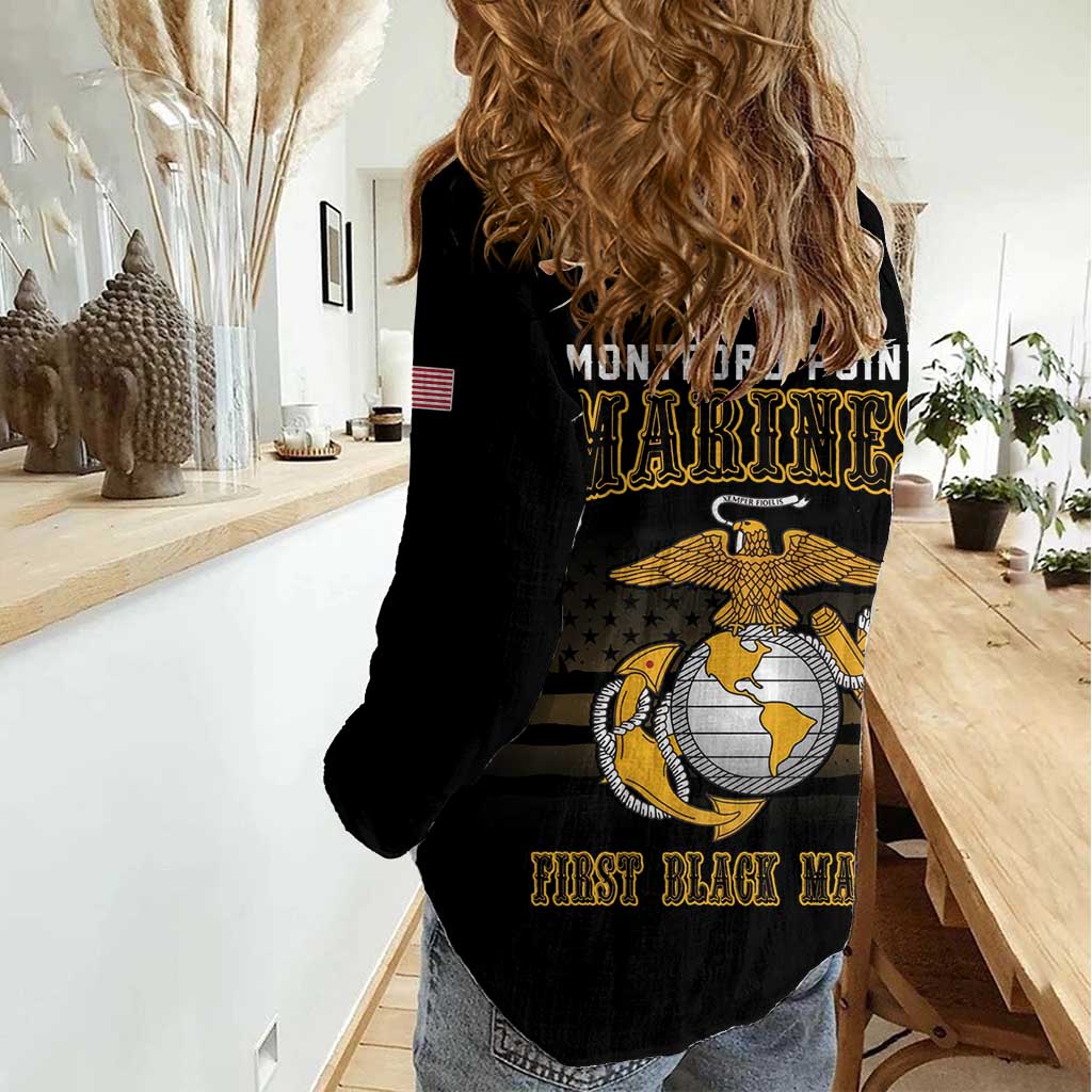 Montford Point Marines Women Casual Shirt First Black Marines USMC Military - Wonder Print Shop