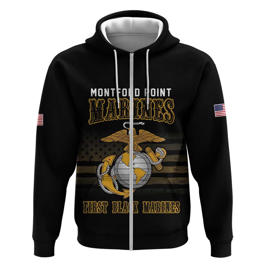 Montford Point Marines Zip Hoodie First Black Marines USMC Military - Wonder Print Shop