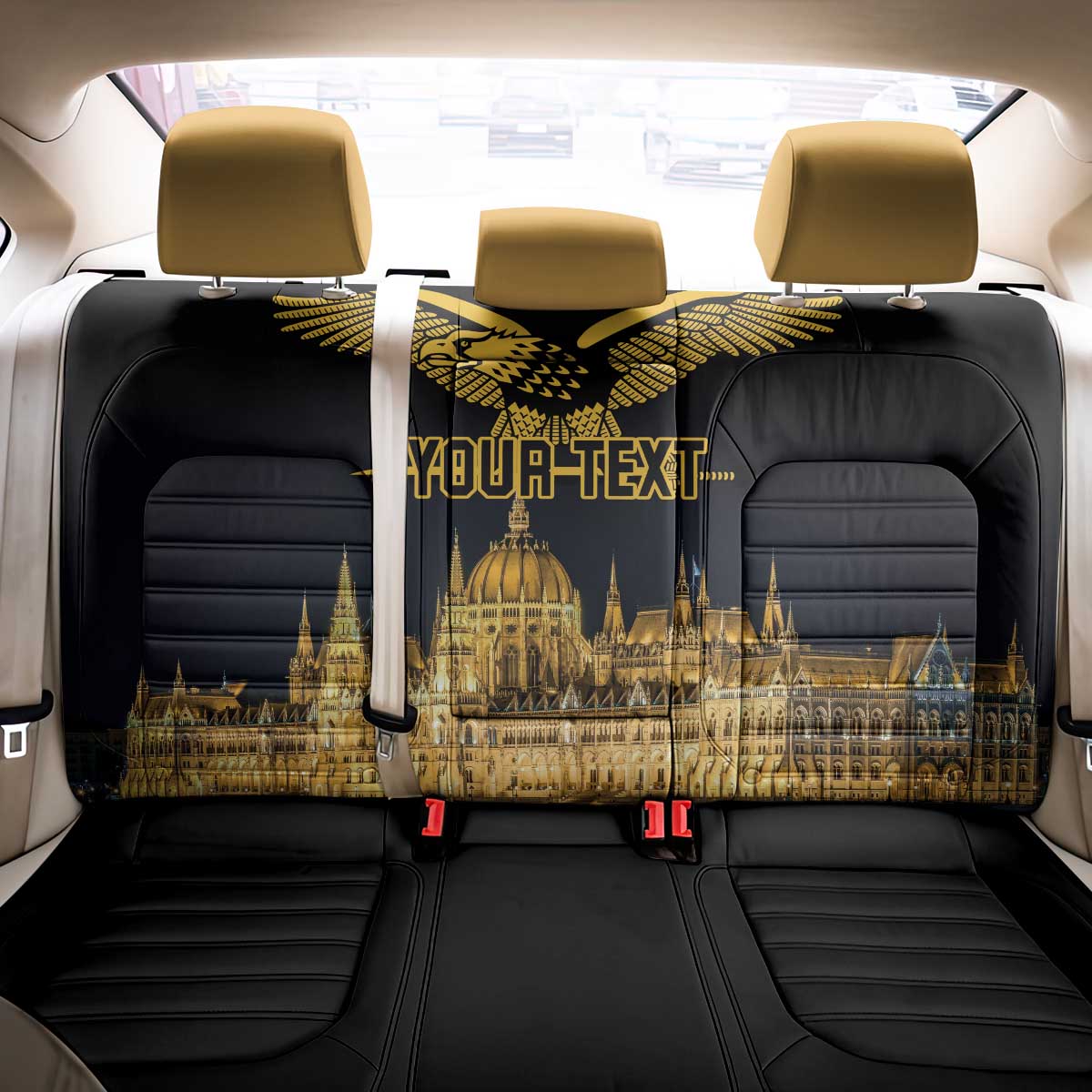 Personalized Hungary Budapest Capital Back Car Seat Cover Hungarian Turul Bird - Wonder Print Shop
