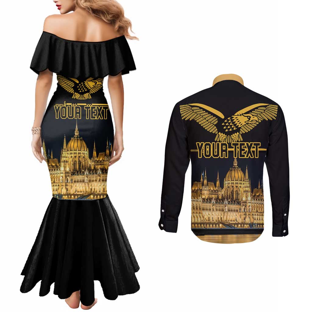 Personalized Hungary Budapest Capital Couples Matching Mermaid Dress and Long Sleeve Button Shirt Hungarian Turul Bird